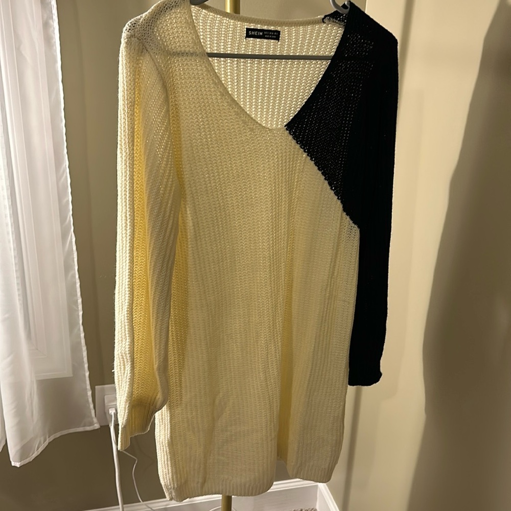 SHEIN sweater dress. Cream and black colored. Size S. Never worn.